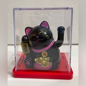 Solar Lucky Cat Waving Arm Solar Toy-Black,2” Tall,New
